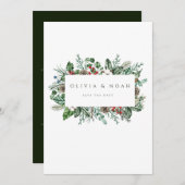 Kerst gebladerte Pinecone Bewaar de datum Kaart (Voorkant / Achterkant)