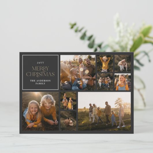 Kerst gebladerte waterverf botanische foto feestdagenkaart (Staand voorkant)