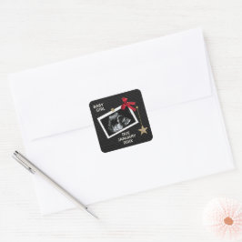 Kerst Geboorte Aankondiging Baby Ultrasound Vierkante Sticker