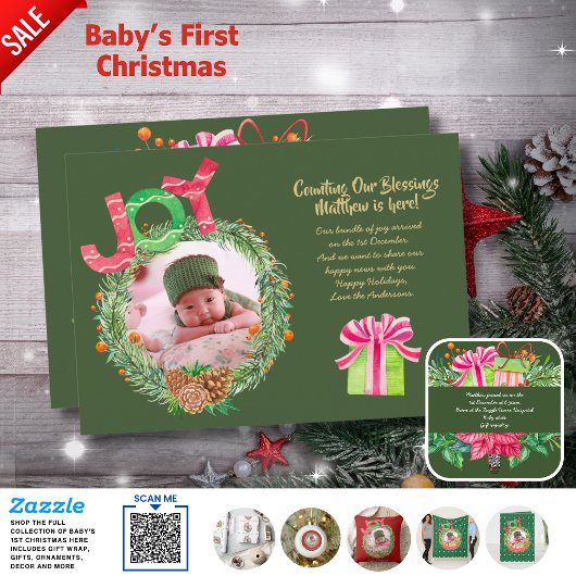 Kerst Geboorte FOTO Aankondiging Modern