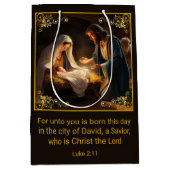 Kerst Geboorte Heilige Familie Religieus Medium Cadeauzakje (Voorkant)