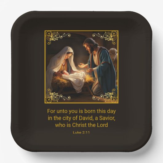 Kerst Geboorte Heilige Familie Religieus Papieren Bordje (Voorkant)