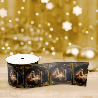 Kerst Geboorte Heilige Familie Religieus Satijnen Lint