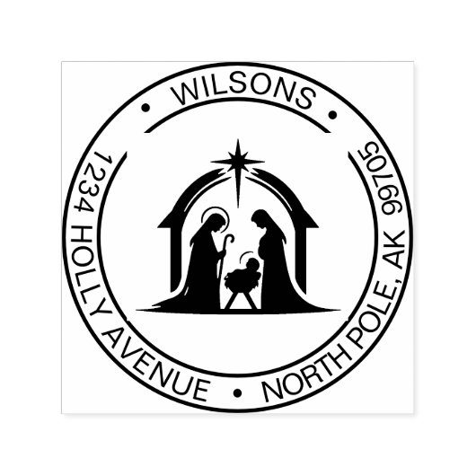 Kerst Geboorte Heilige Familie Religieuze Adres Zelfinktende Stempel (Design)