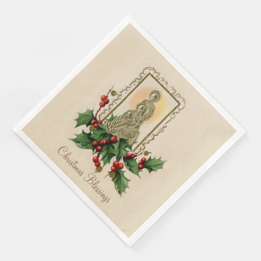 Kerst Geboorte Holly Berries Servet (Hoek)