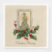 Kerst Geboorte Holly Berries Servet (Voorkant)