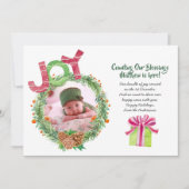 Kerst geboorteaankondiging foto feestdagenkaart (Voorkant)