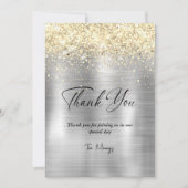 Kerst geborsteld metaal zilver goud dank u kaart (Voorkant)