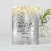 Kerst geborsteld metaal zilver goud dank u kaart (Staand voorkant)