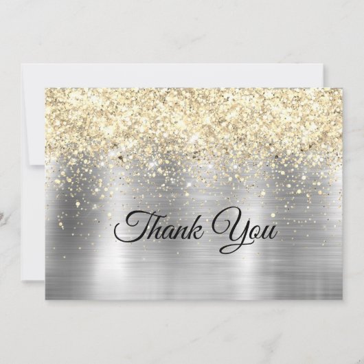 Kerst geborsteld metaal zilver goud faux glitter bedankkaart (Voorkant)