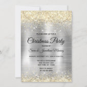 Kerst geborsteld metaal zilver goud faux glitter kaart (Voorkant)