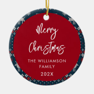 Kerst gebreid patroon feestelijke Scandinavische f Keramisch Ornament