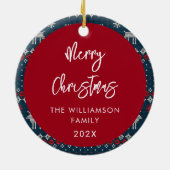 Kerst gebreid patroon feestelijke Scandinavische f Keramisch Ornament (Achterkant)