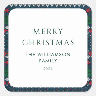 Kerst gebreid patroon feestelijke Scandinavische f Vierkante Sticker
