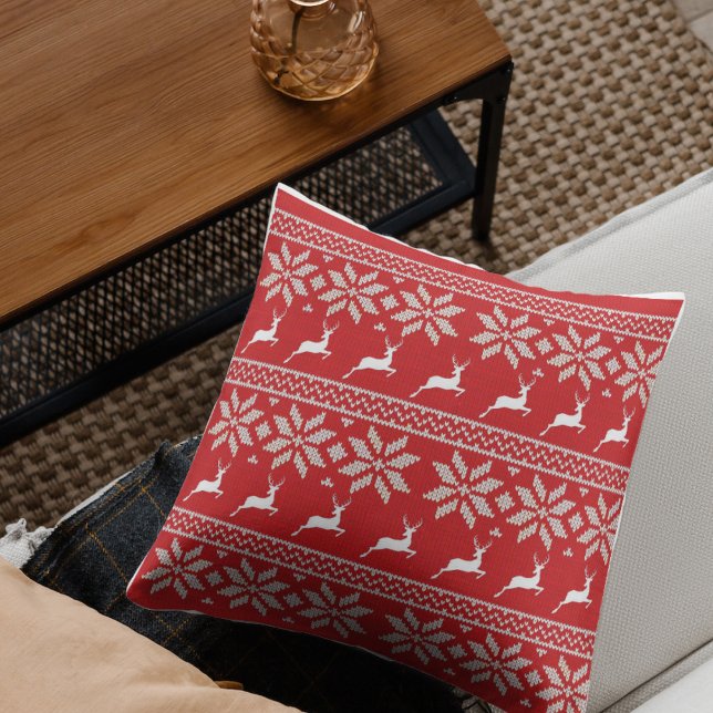 Kerst gebreid patroon Sierkussen (Christmas Knitted Pattern Throw Pillow)