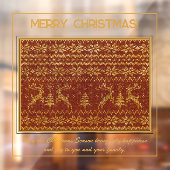 Kerst gebreid pull detail met herten en boom raamsticker (Vel 2)