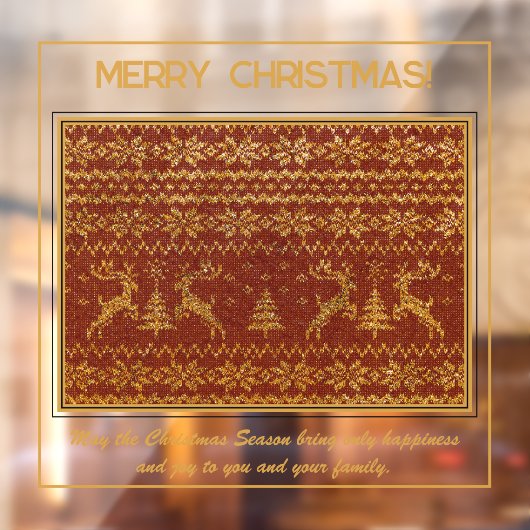 Kerst gebreid pull detail met herten en boom raamsticker (Vel 2)