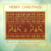 Kerst gebreid pull detail met herten en boom raamsticker (Vel 3)