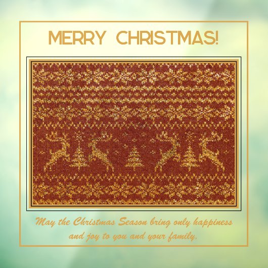 Kerst gebreid pull detail met herten en boom raamsticker (Vel 3)