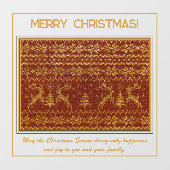 Kerst gebreid pull detail met herten en boom raamsticker (Vel)