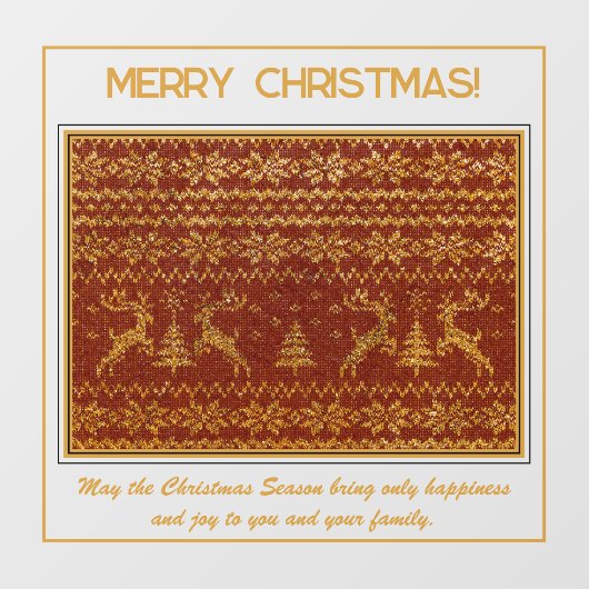 Kerst gebreid pull detail met herten en boom raamsticker (Vel)