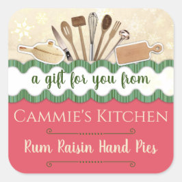 Kerst gebruiksvoorwerpen gepersonaliseerd zelfgema vierkante sticker