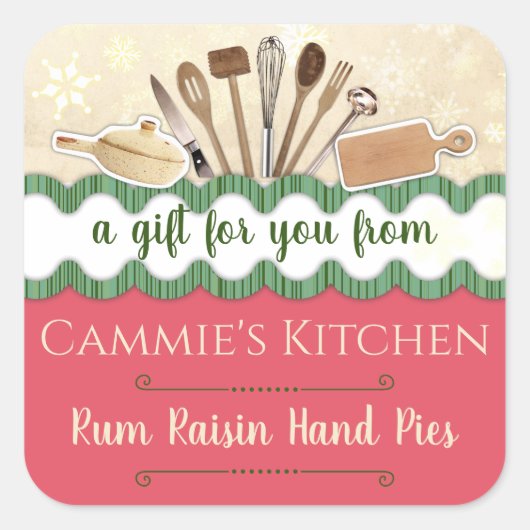 Kerst gebruiksvoorwerpen gepersonaliseerd zelfgema vierkante sticker (Voorkant)