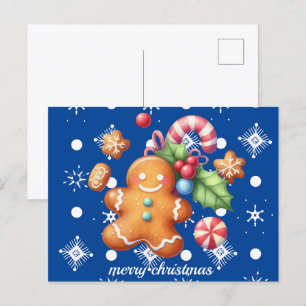 Kerst Gebruinde Pepermunt Blauwe Naam Sneeuw Briefkaart