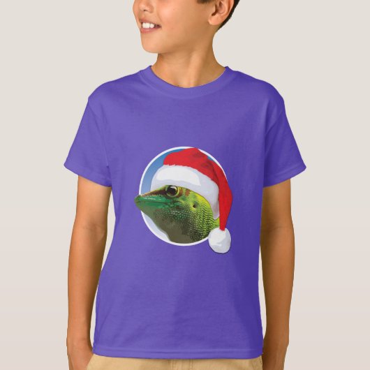 Kerst Gecko - Kinderen Basic T-Shirt (Voorkant)