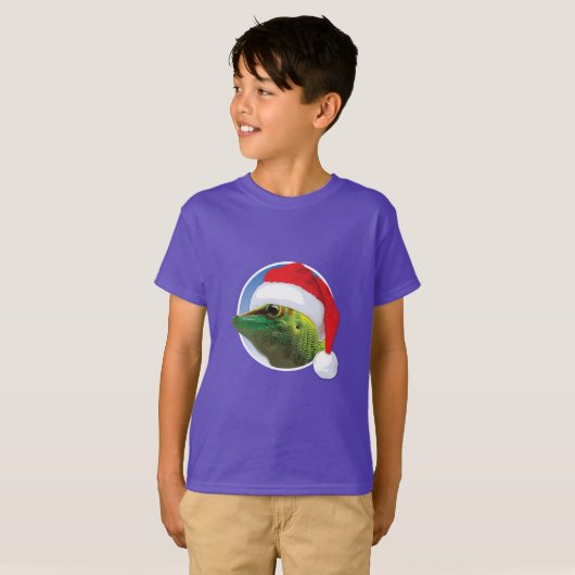 Kerst Gecko - Kinderen Basic T-Shirt (Voorkant volledig)