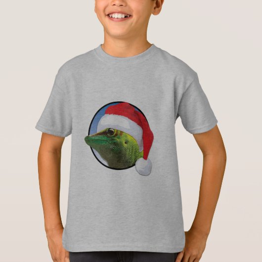 Kerst Gecko - Kinderen Basic T-Shirt (Voorkant)