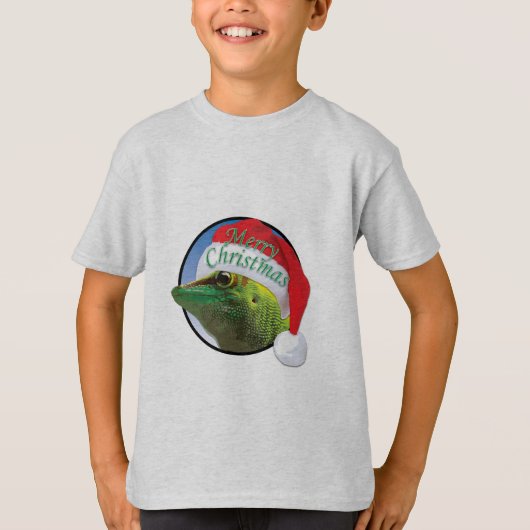 Kerst Gecko - Kinderen Basic T-Shirt (Voorkant)