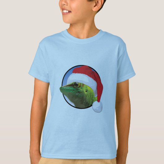 Kerst Gecko - Kinderen Basic T-Shirt (Voorkant)