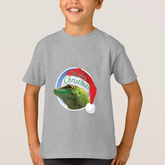 Kerst Gecko - Kinderen Basic T-Shirt (Voorkant)