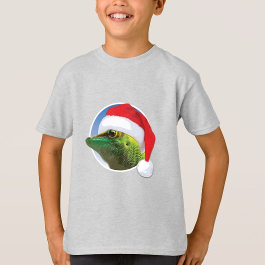 Kerst Gecko - Kinderen Basic T-Shirt (Voorkant)