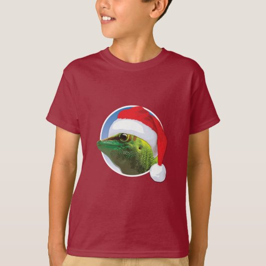 Kerst Gecko - Kinderen Basic T-Shirt (Voorkant)
