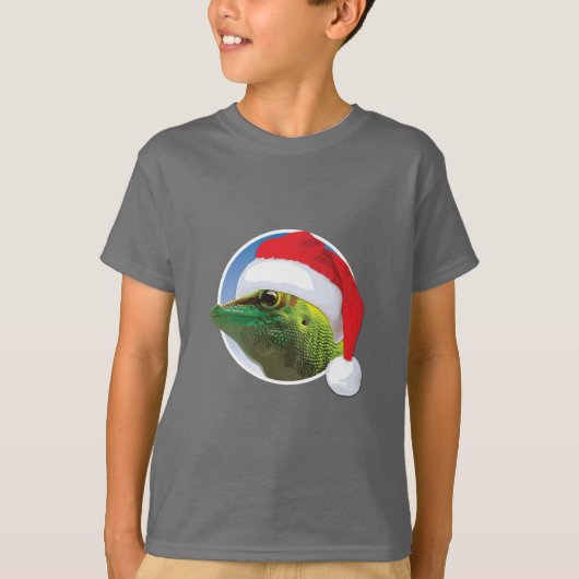 Kerst Gecko - Kinderen Basic T-Shirt (Voorkant)