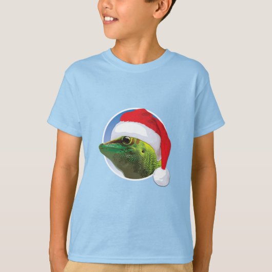 Kerst Gecko - Kinderen Basic T-Shirt (Voorkant)