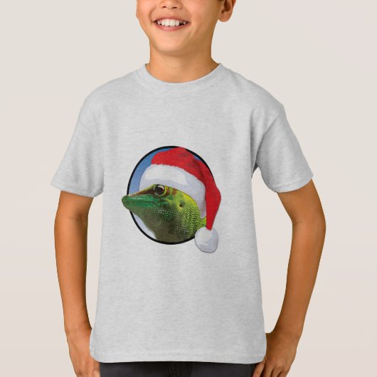 Kerst Gecko - Kinderen Basic T-Shirt (Voorkant)