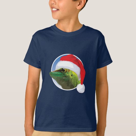 Kerst Gecko - Kinderen Basic T-Shirt (Voorkant)