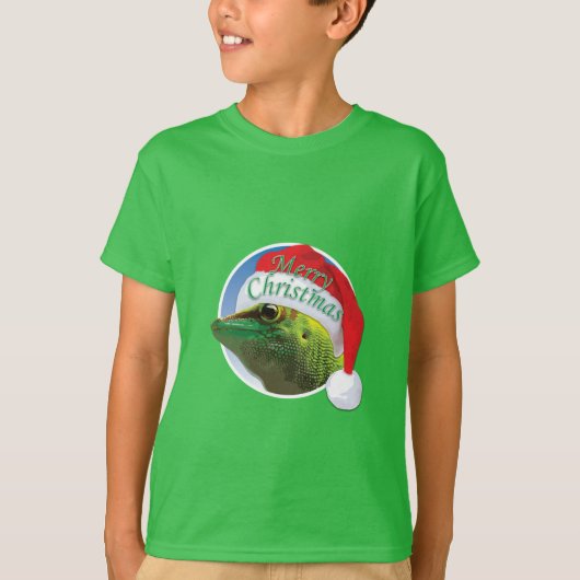 Kerst Gecko - Kinderen Basic T-Shirt (Voorkant)