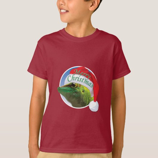 Kerst Gecko - Kinderen Basic T-Shirt (Voorkant)