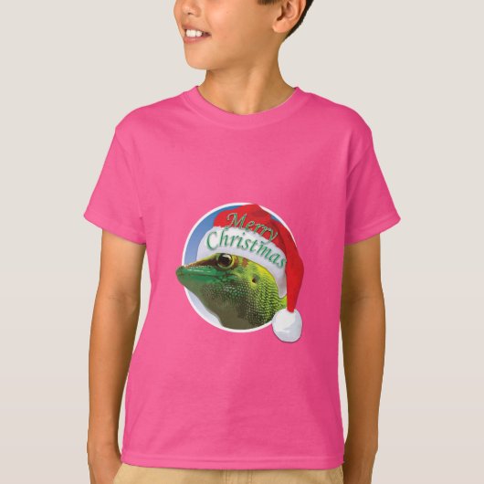 Kerst Gecko - Kinderen Basic T-Shirt (Voorkant)