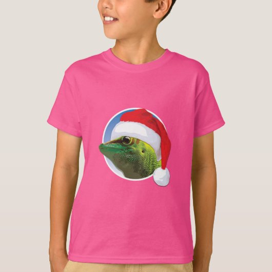 Kerst Gecko - Kinderen Basic T-Shirt (Voorkant)