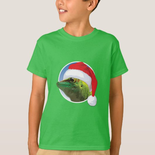 Kerst Gecko - Kinderen Basic T-Shirt (Voorkant)