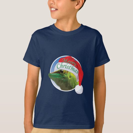 Kerst Gecko - Kinderen Basic T-Shirt (Voorkant)