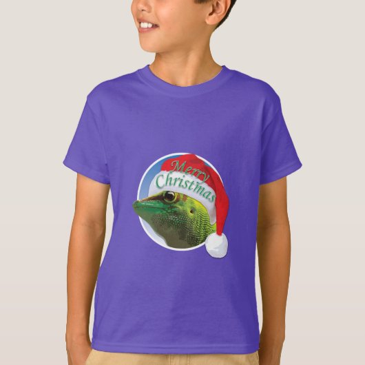 Kerst Gecko - Kinderen Basic T-Shirt (Voorkant)