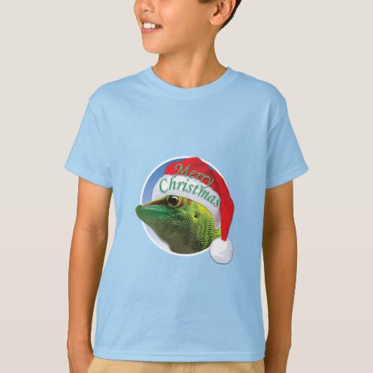 Kerst Gecko - Kinderen Basic T-Shirt (Voorkant)
