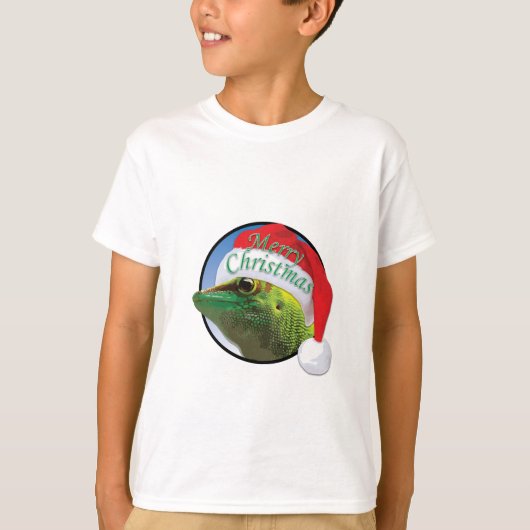 Kerst Gecko - Kinderen Basic T-Shirt (Voorkant)