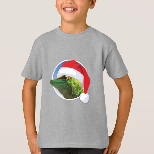Kerst Gecko - Kinderen Basic T-Shirt (Voorkant)